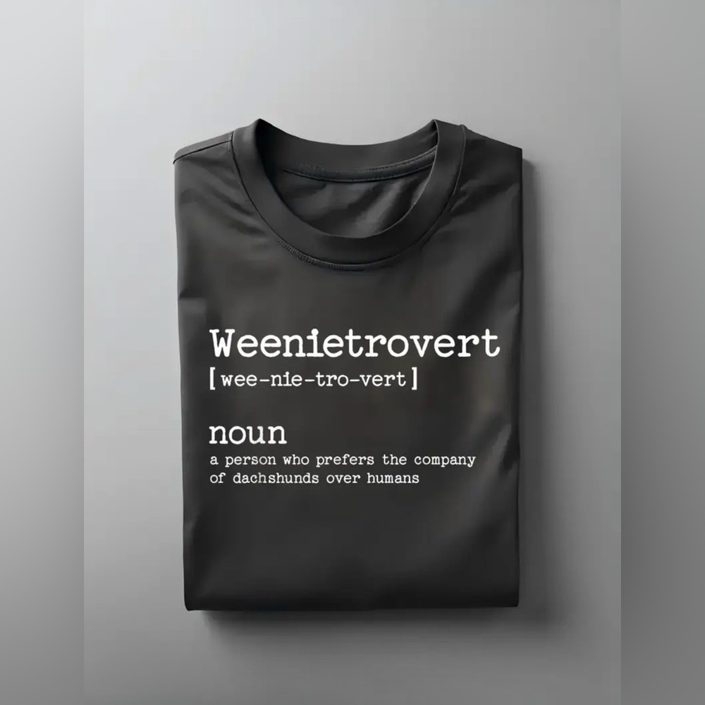 NEW Black Graphic Cotton Tee with Weenietrovert Print